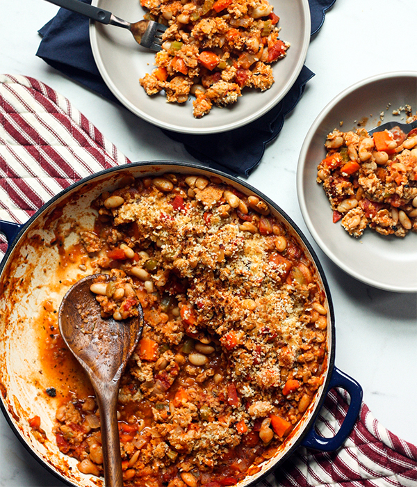 Sausage and White Bean Skillet In Bowls