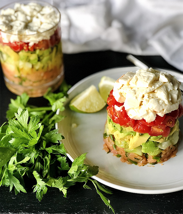 Summer Seafood & Vegetable Salad Tower