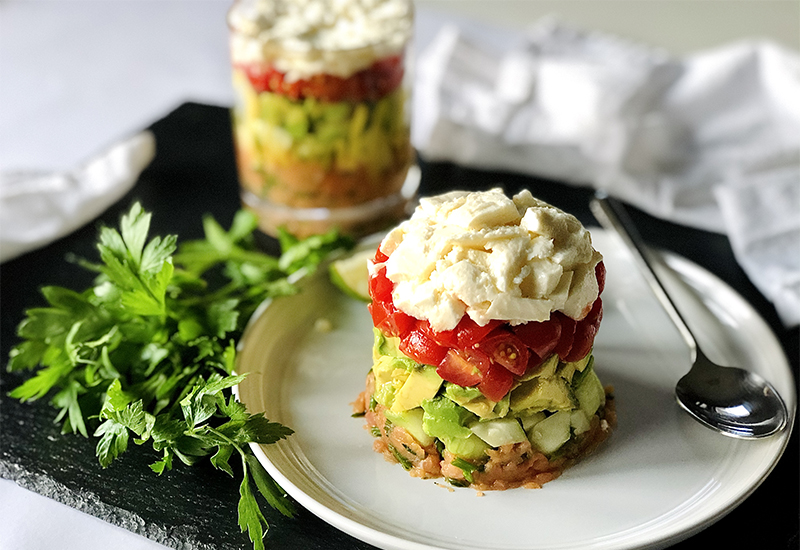 Summer Seafood & Vegetable Salad Tower