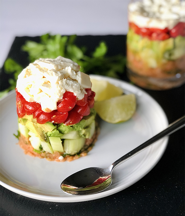 Summer Seafood & Vegetable Salad Tower