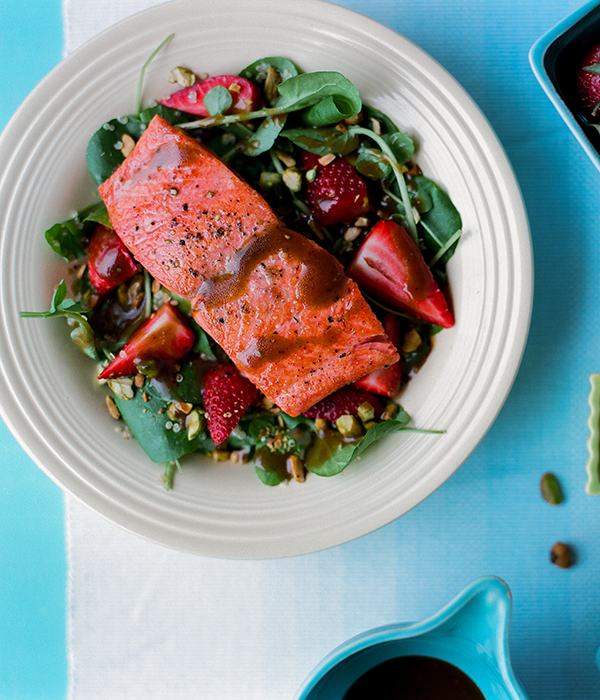 Balsamic Salad with Sockeye and Strawberries