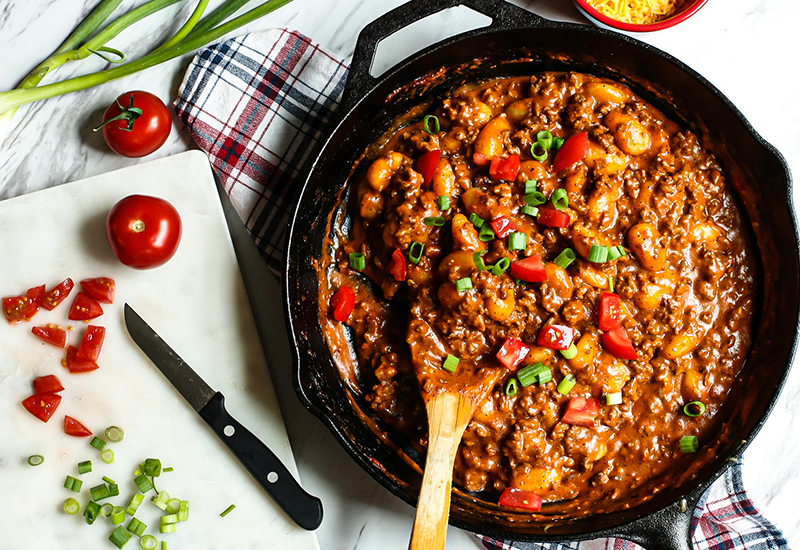 One Pan Cheeseburger Gnocchi