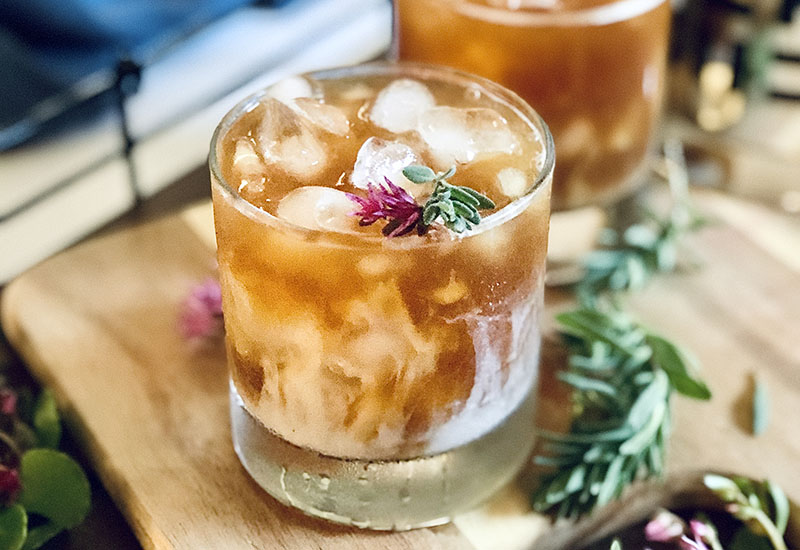 Dark Roast Iced Lavender Latte