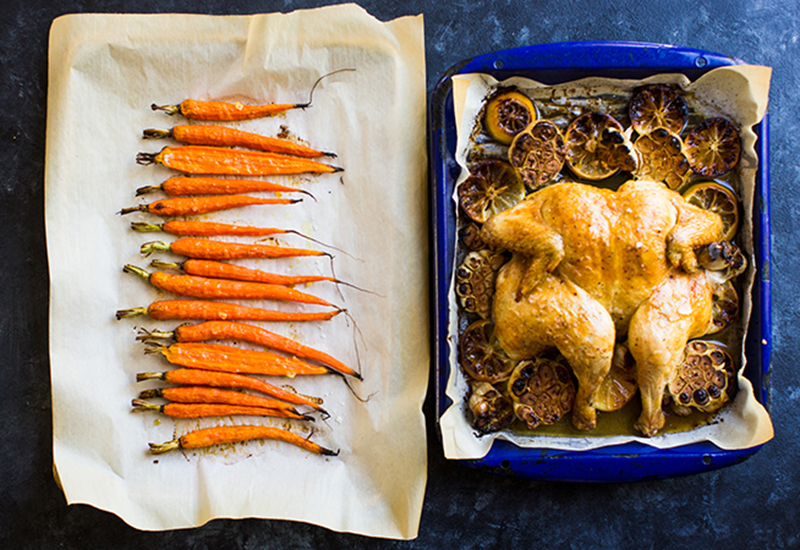 Flat Roasted Chicken with Lemon and Garlic