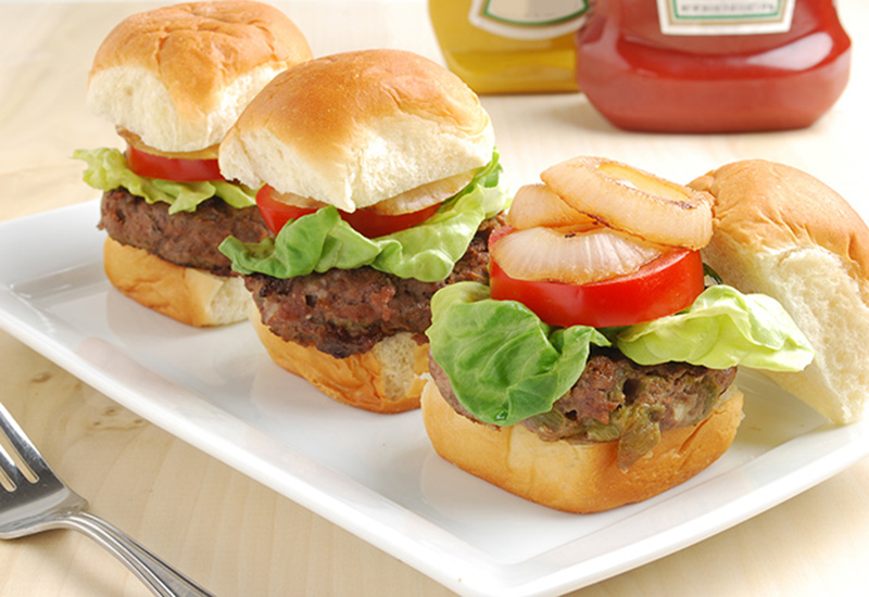Hatch and Bleu Cheese Sliders