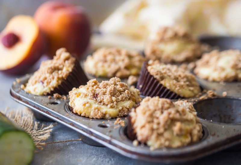 Peach Zucchini Crumb Muffins