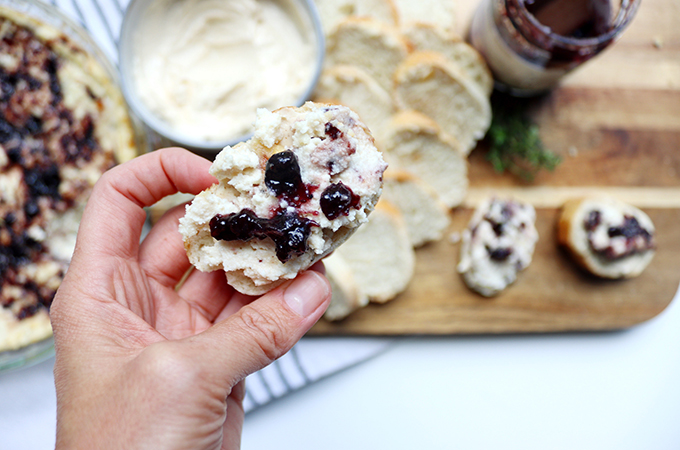 Blueberry and Thyme Goat Cheese Spread with Cinnamon Vanilla Butter Compote