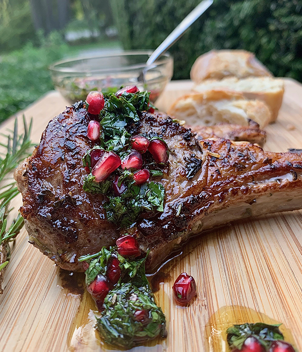 Marinated Lamb with Pomegranate Mint Chimichurri