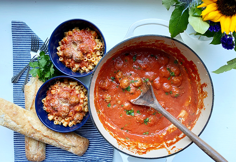 Homemade SpaghettiOs with Mini Meatballs