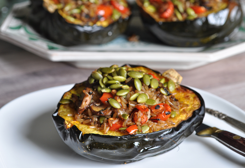 Acorn Squash with Quinoa and Mushroom Stuffing