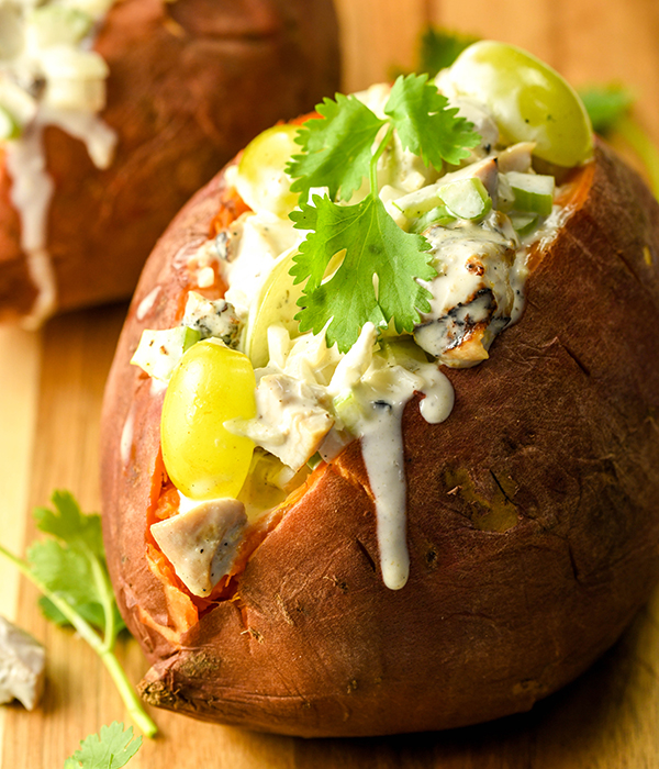 Grilled Chicken Salad Stuffed Sweet Potatoes