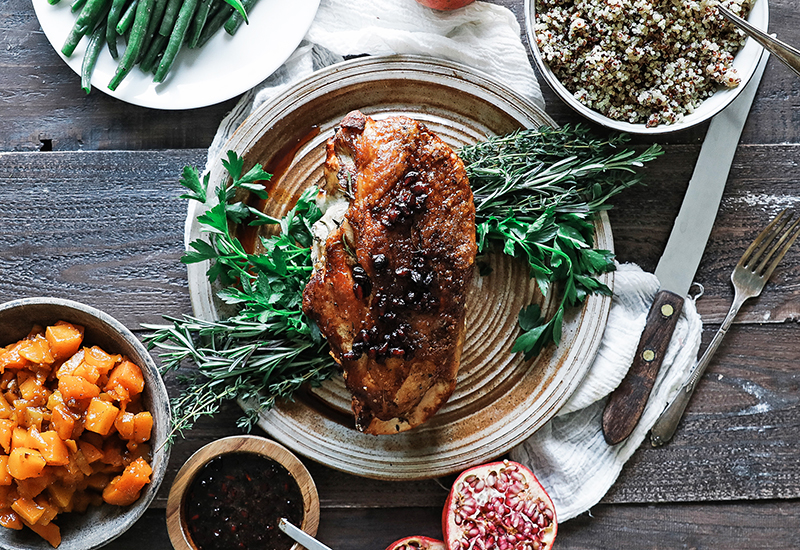 Roasted Turkey Breast with Pomegranate Balsamic Glaze