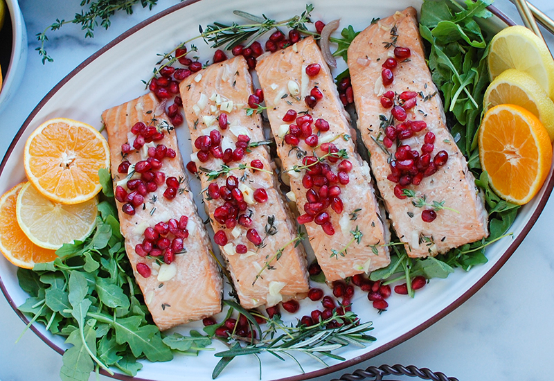 Roasted Honey Pomegranate Salmon