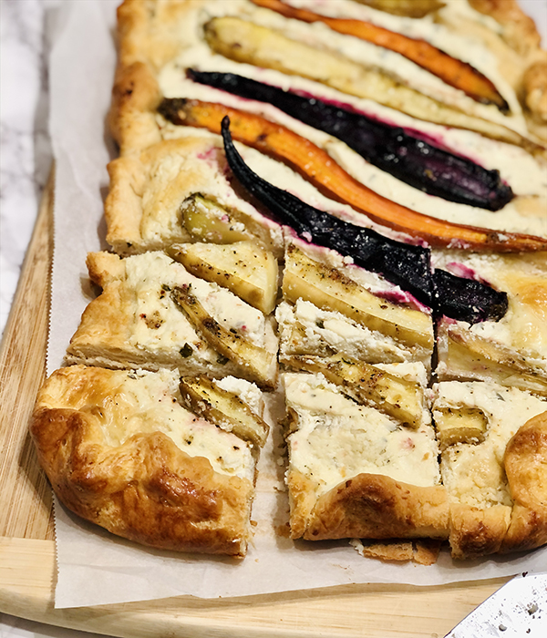 Savory Roasted Carrot Tart Sliced