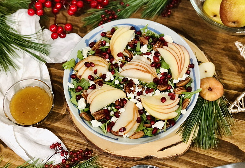 Pomegranate and Pear Greens Salad