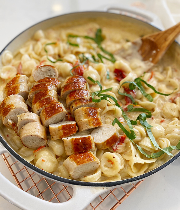 Creamy Sun-Dried Tomato Orecchiette with Chicken Sausage