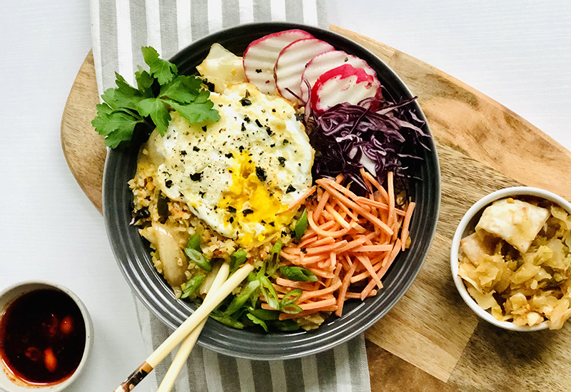 Kimchi Cauliflower Rice Power Bowls