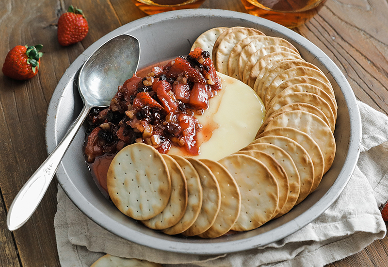 Melted Brie with Strawberry Chutney