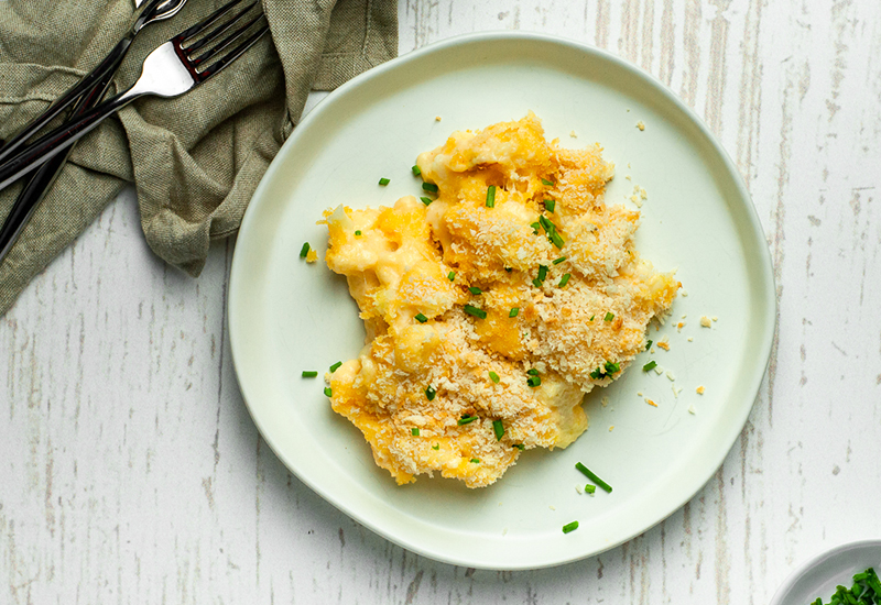 Panko-Crusted Cauliflower Mac and Cheese