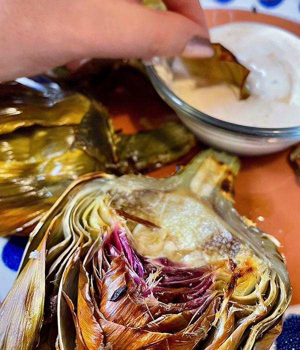 Roasted Artichokes with Lemon Garlic Aioli