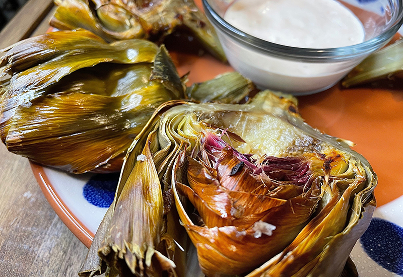 Roasted Artichokes with Lemon Garlic Aioli