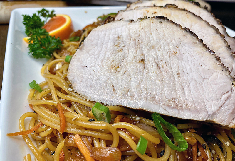 Citrus Herb Pork Roast with Garlic Noodles