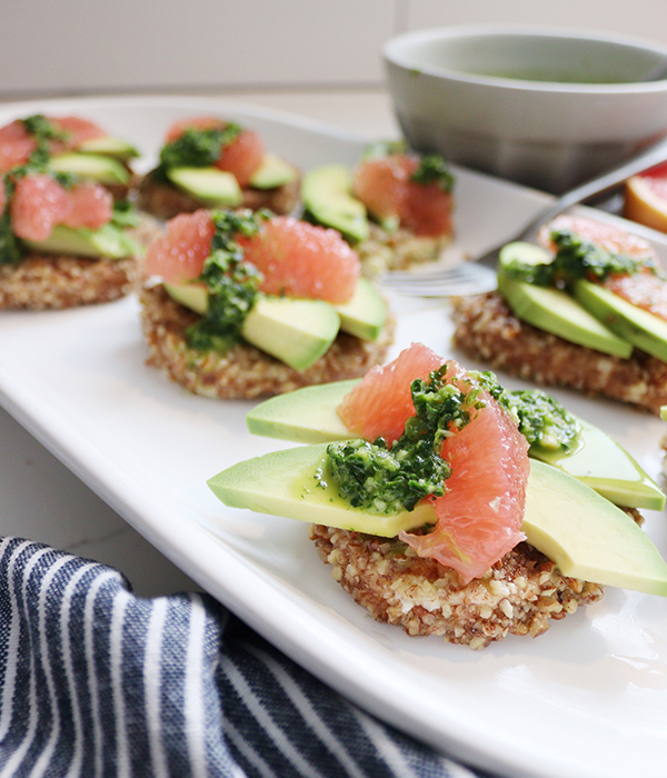 Grapefruit Avocado and Fried Mozzarella Stack