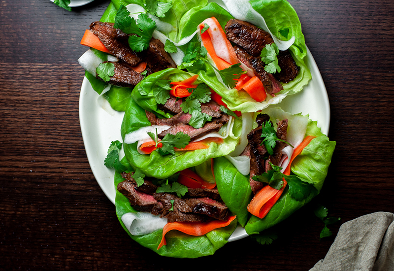 Bahn Mi Steak Lettuce Cups