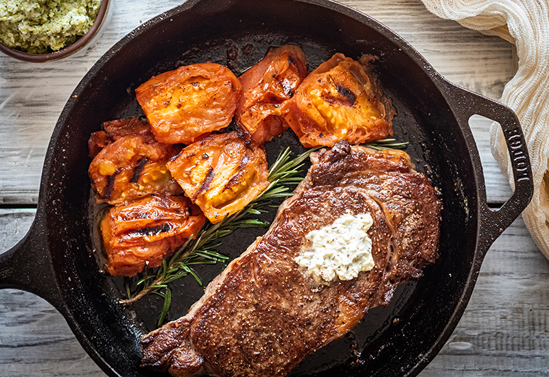 Broiled Skillet Ribeyes