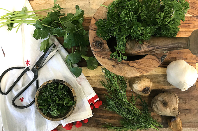 Fresh Herbs in a Bowl