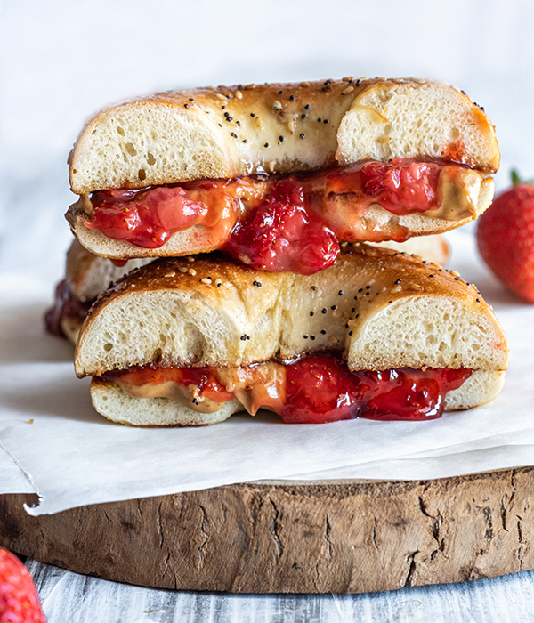 Grilled Peanut Butter & Jelly Bagels