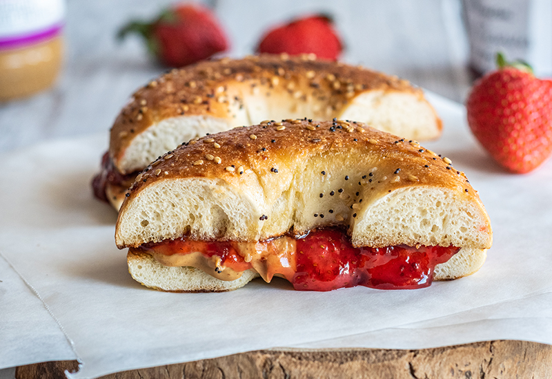 Grilled Peanut Butter & Jelly Bagels