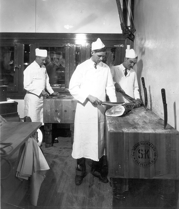 Joe Heinen working at the butcher block