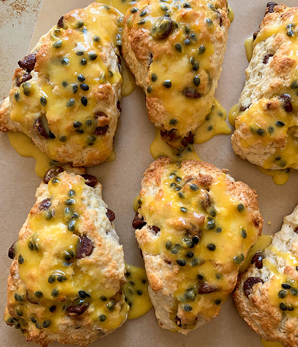 Passion Fruit Chocolate Chip Scones