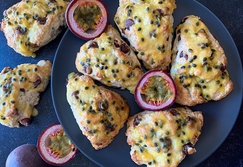 Passion Fruit Chocolate Chip Scones