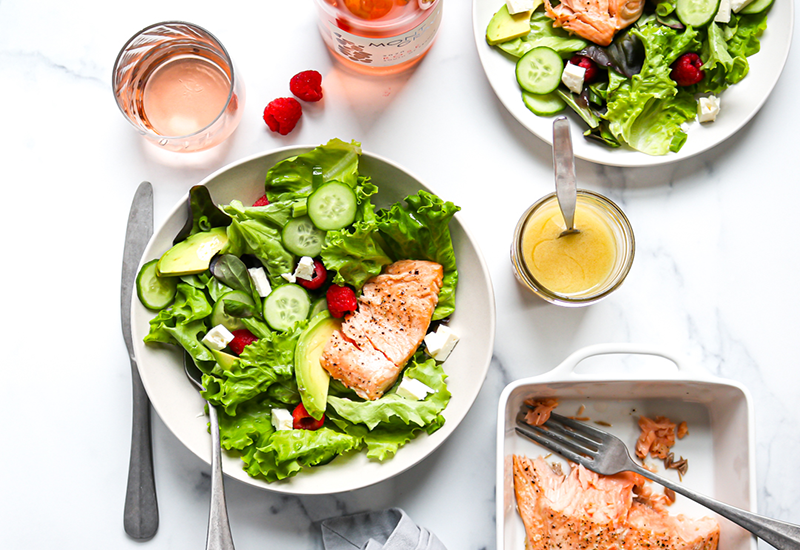 Roasted Salmon Salad with Rosé Wine Vinaigrette