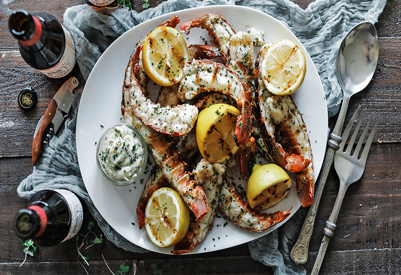 Grilled Lobster Tails with Herb Butter
