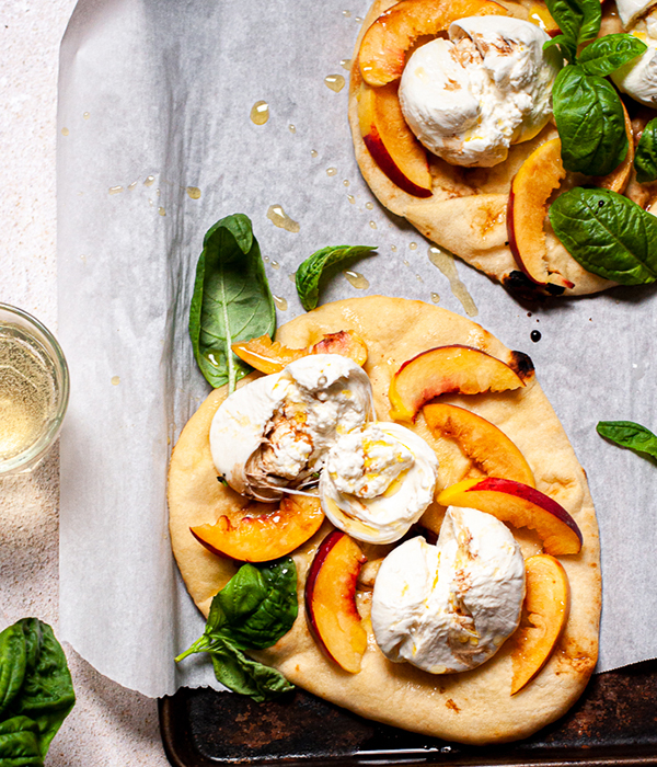 Peach and Burrata Flatbread