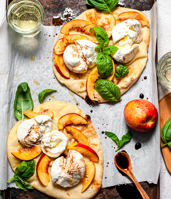 Peach and Burrata Flatbread