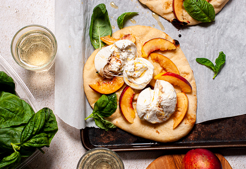 Peach and Burrata Flatbread