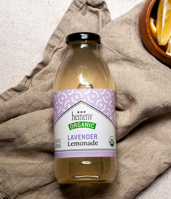 Bottle of Heinen's Organic Lavender Lemonade.