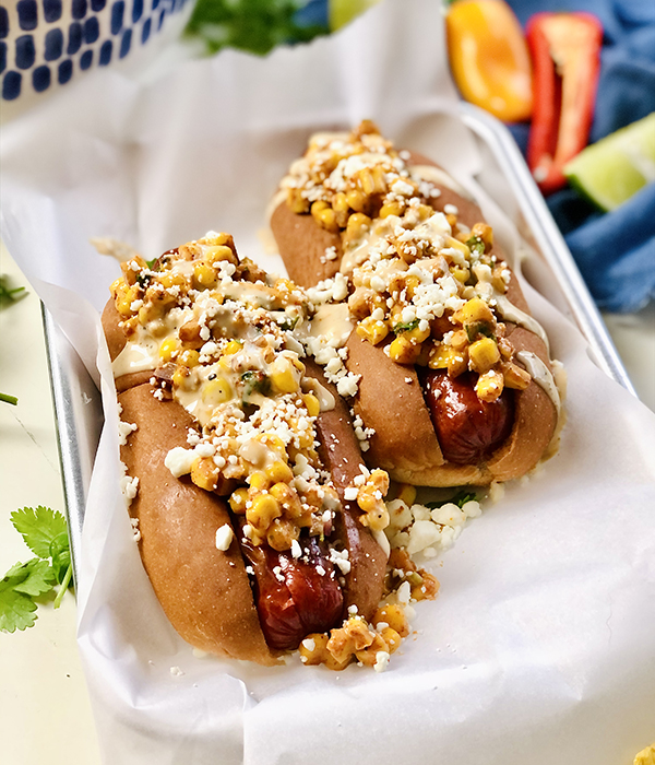Grilled Street Corn Hot Dogs