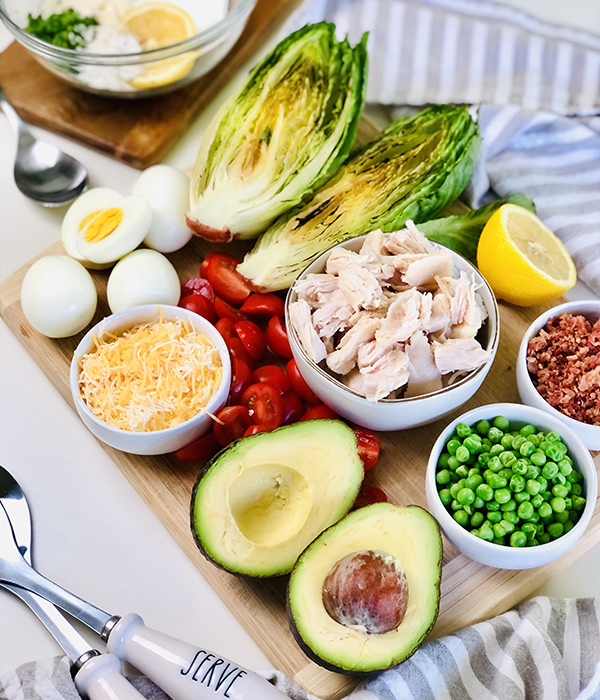 Grilled Cobb Layered Salad Ingredients