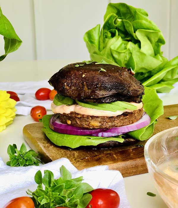 Portabella Mushroom & Cheddar Burgers