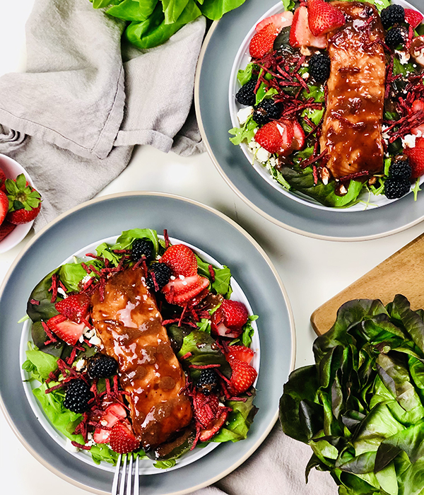 Salmon Strawberry and Feta Salad