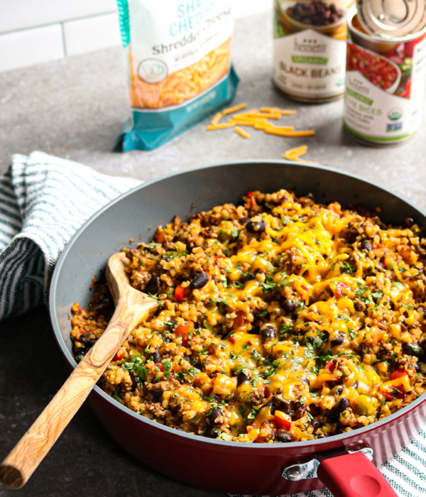 Southwest Beef and Cauliflower Rice Skillet