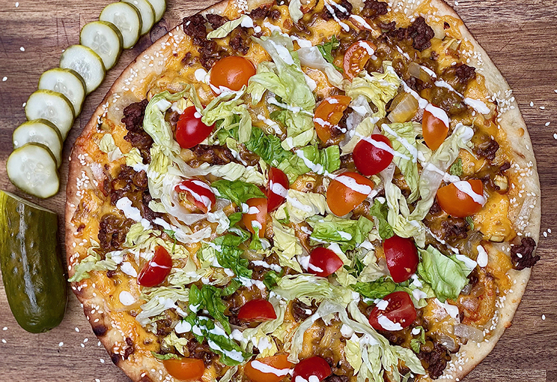 Dill Pickle Cheeseburger Pizza