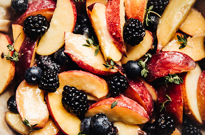 Honey Basil Peach Fruit Salad
