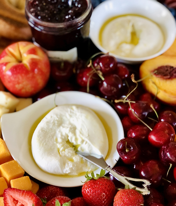 Stone Fruit Burrata Bagel Board