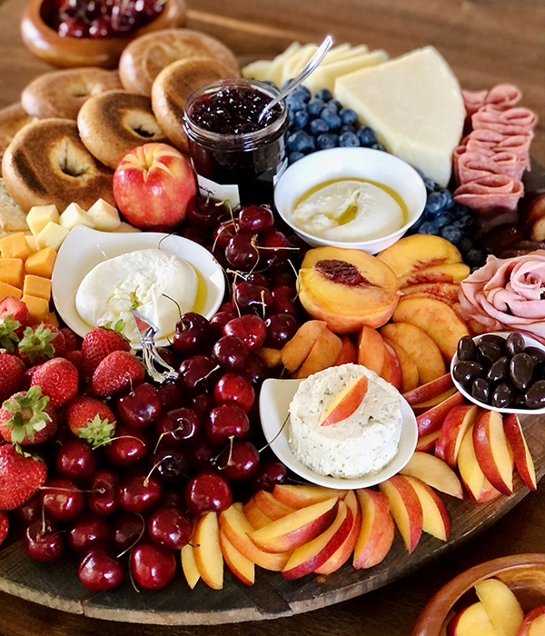 Stone Fruit Burrata Bagel Board